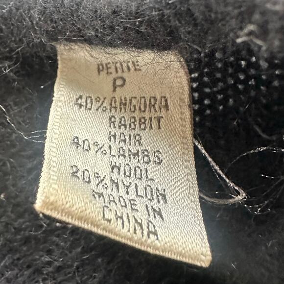 Vintage ELLEN TRACY Sweater Womens P *XS/S Black Angora Wool Blend Beaded Retro - Picture 7 of 9